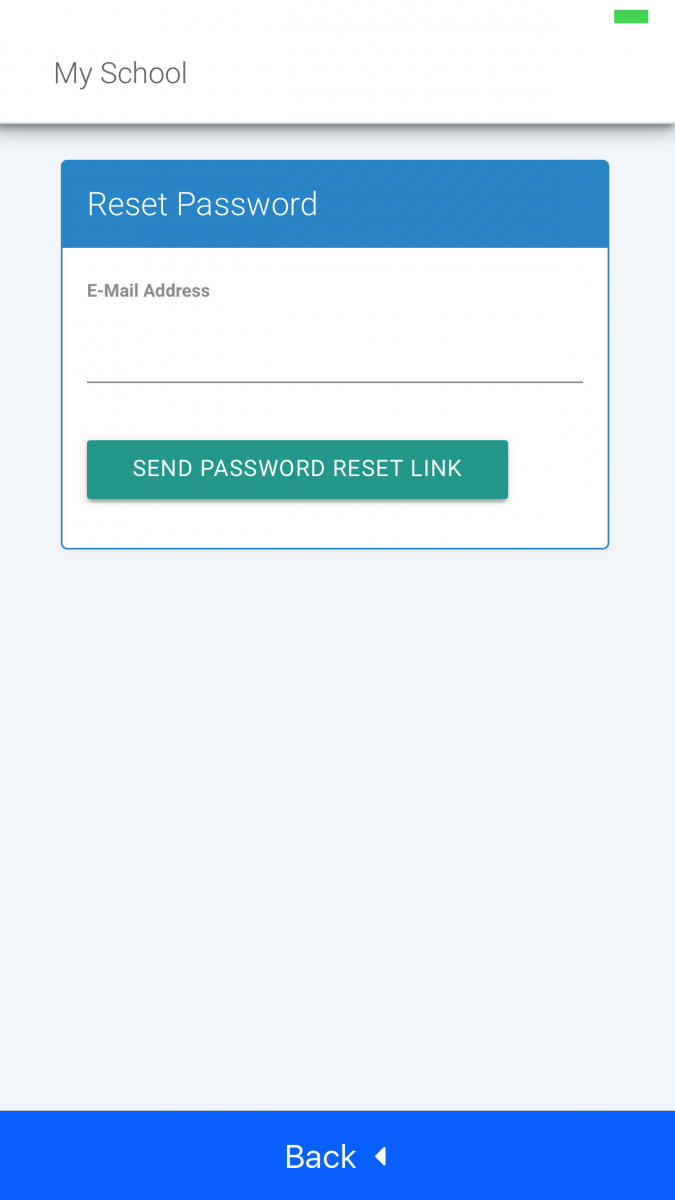 MySchool Mobile App | iOS Reset Password View MySchool Mobile App | iOS Reset Password View